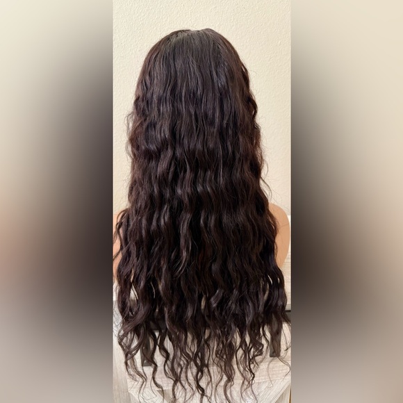 Elegant Black Brown Wavy Hair Wig 26 inch 13x4 free parting wig - Picture 6 of 11